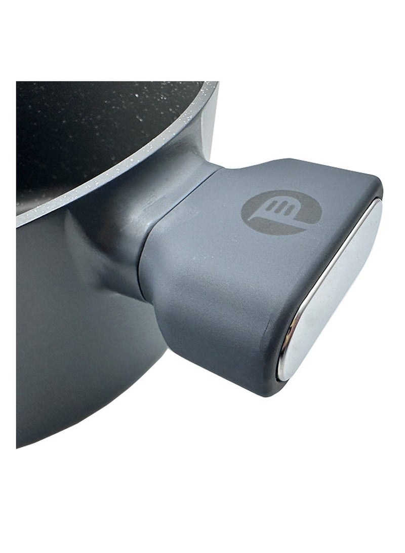 PERFECT KITCHEN طقم أواني طهي 9 قطع بأسطح غير لاصقة - مقابض باكليت - أغطية من الزجاج المقوى رمادي داكن - Image 3